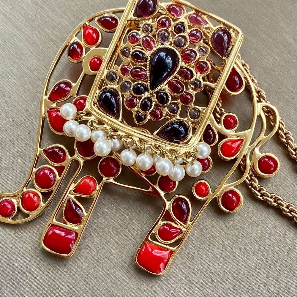 NWT Gripoix Paris- custom made The Jungle Book Big Elephant necklace - Picture 3 of 10